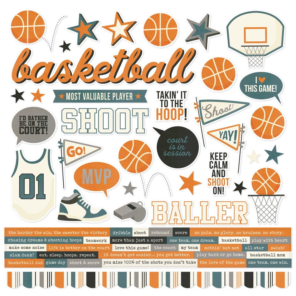 Simple Stories Basketball Cardstock Stickers