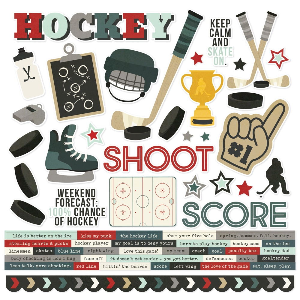 Simple Stories Hockey Cardstock Stickers