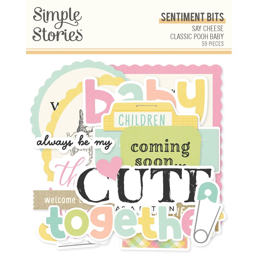 Simple Stories Sentimnet Bits & Pieces Die Cuts 59/Pkg -Classic Pooh Baby