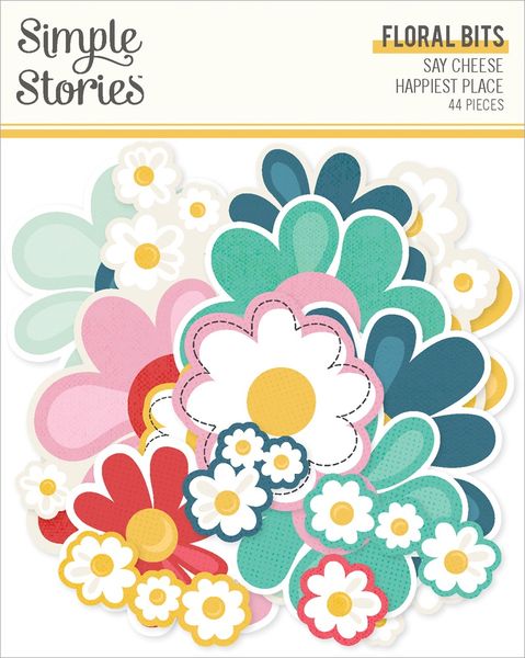Simple Stories Floral Bits & Pieces Die Cuts-Say Cheese Happiest Place