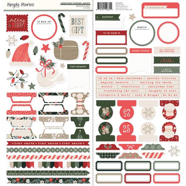 Simple Stories Mistletoe & Holly Cardstock Stickers Basics