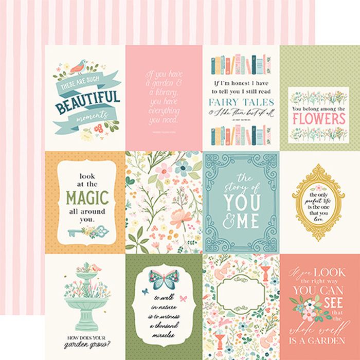 Secret Garden 3x4 Journaling Cards 12x12 DS Patterned Paper (1 Sheet)