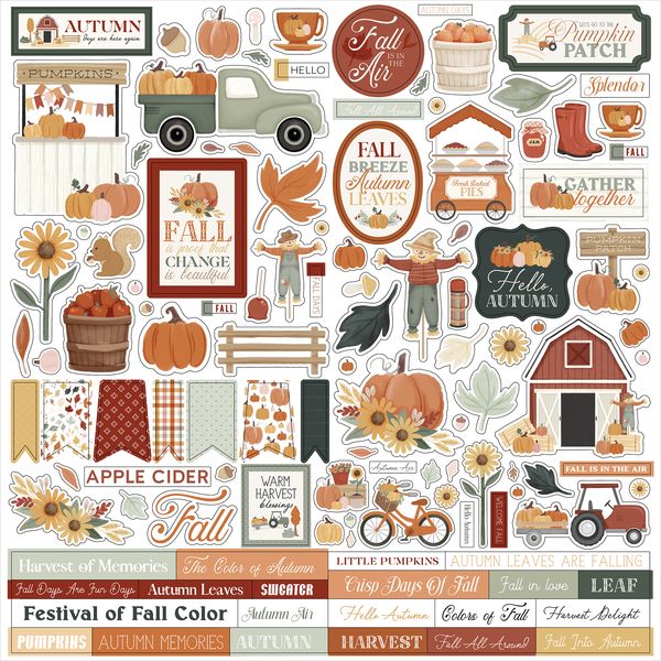 Carta Bella It's Autumn Element Sticker: 12x12 Cardstock Stickers