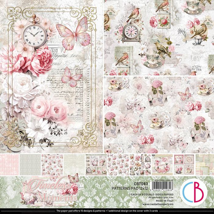 Ciao Bella Timeless Moments Patterns Pad 12"x 12" 8/Pkg