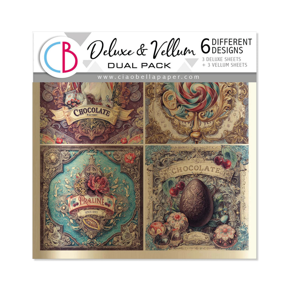 Ciao Bella Chocolate Wanderlust Deluxe Paper Gold & Vellum Dual Pack 6"x6" MIXED 6/Pkg