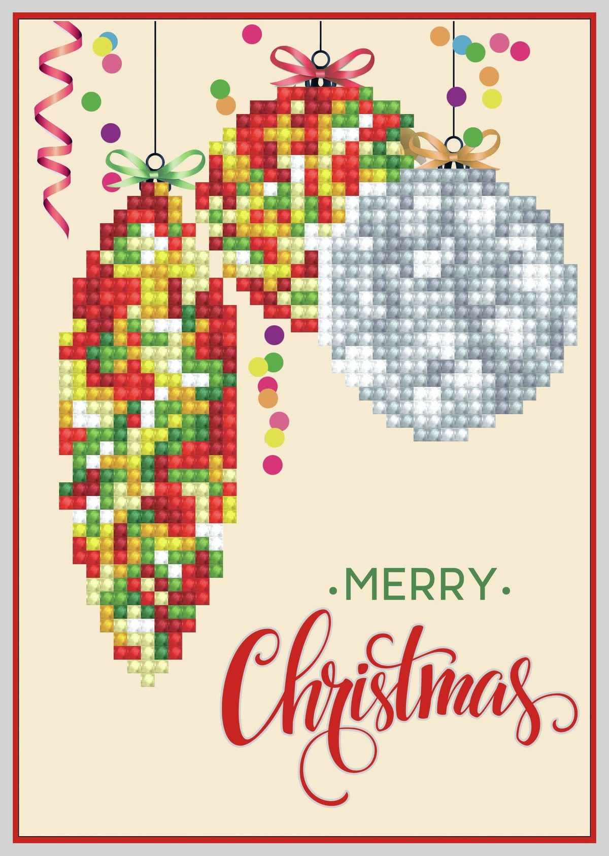 Diamond Dotz Diamond Art Greeting Card Kit 5"X7"-Merry Christmas Baubles Trad