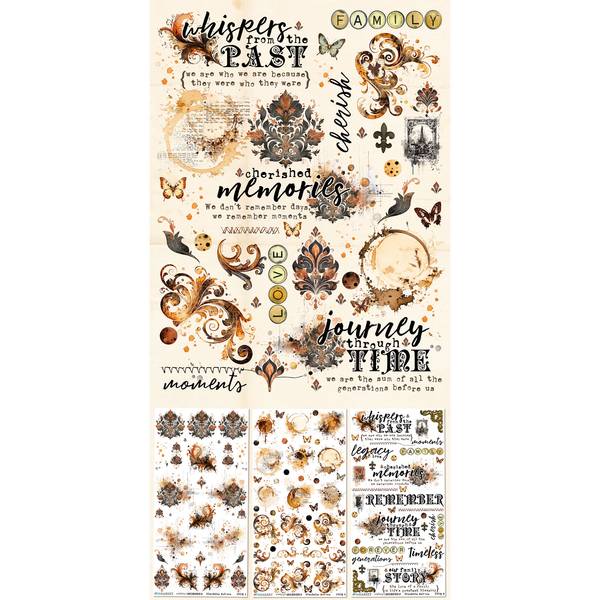 49 and Market Nostalgic Memories 6"X12"Blendable Rub-On Transfer Set