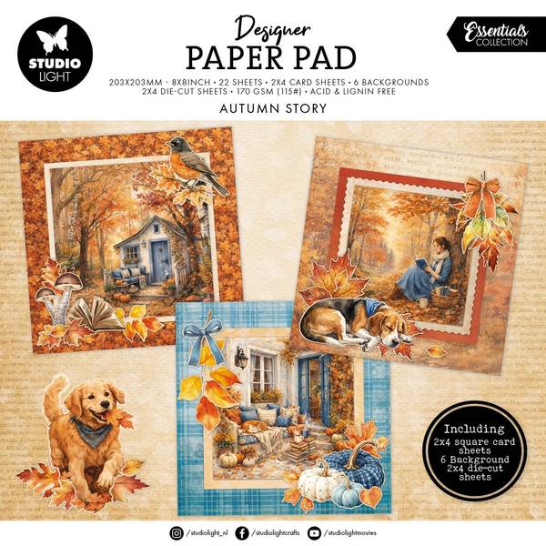 Studio Light Mixed Paper Pad Autumn Story Essentials, 22 Sheets