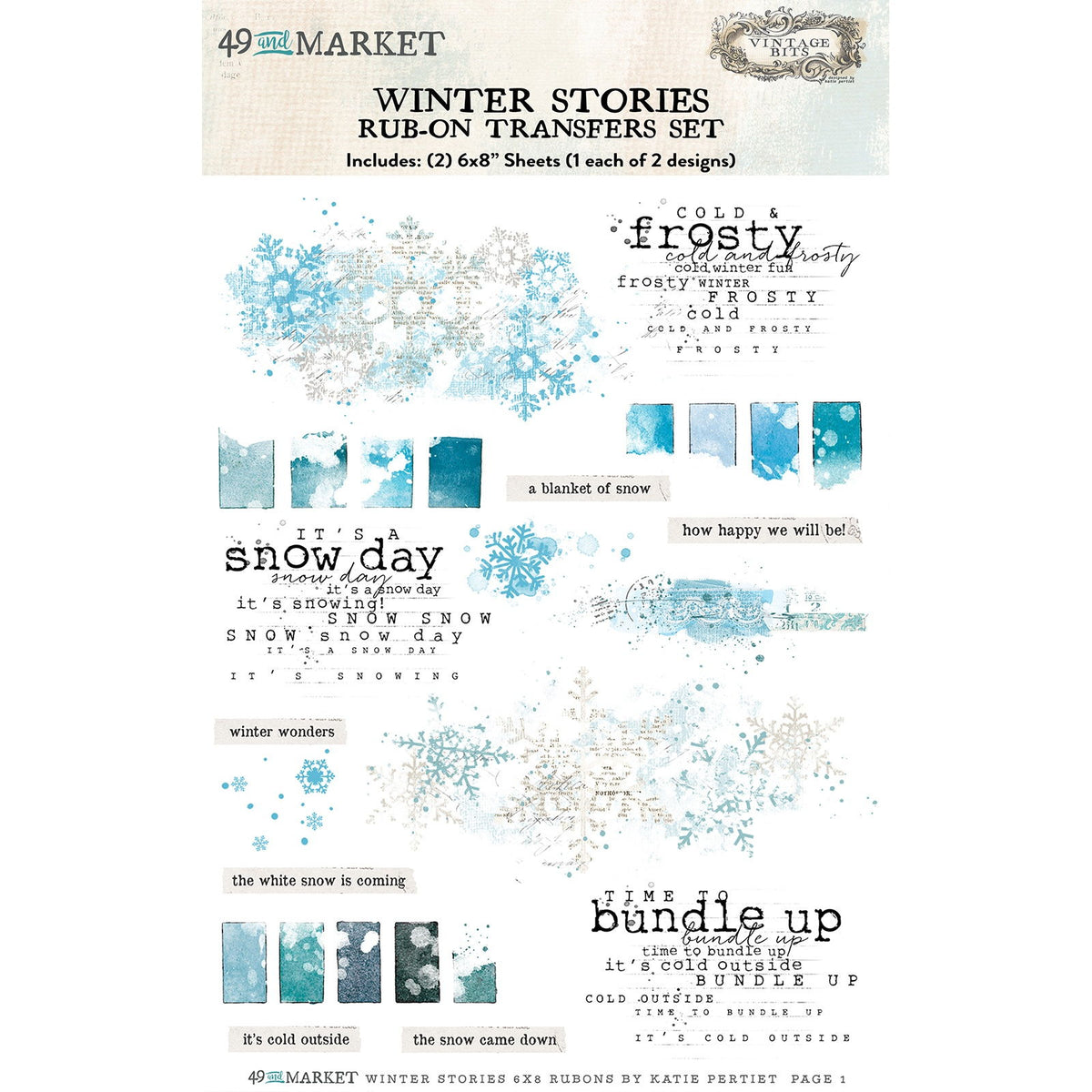 49 And Market Winter Stories 6"X8" Rub-On Transfer Set