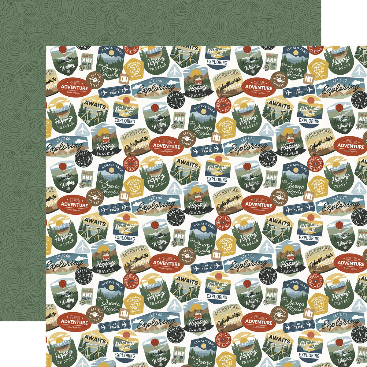 Echo Park It's Time To Travel: Traveling Patches 12x12 Patterned Paper