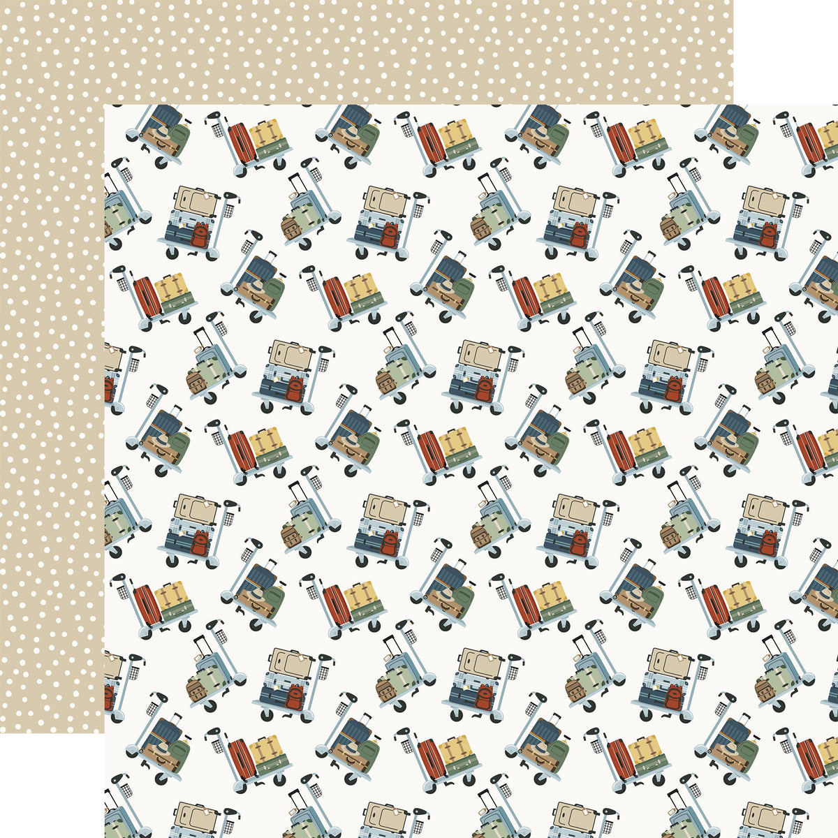 Echo Park It's Time To Travel: Luggage Carts 12x12 Patterned Paper