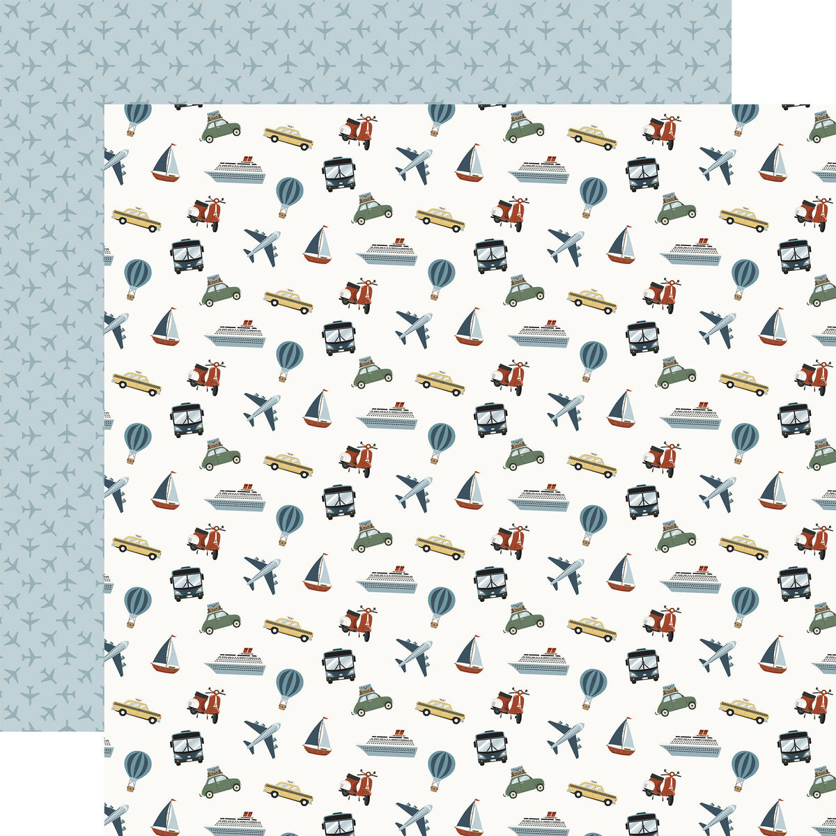Echo Park It's Time To Travel: Travel Transportation 12x12 Patterned Paper