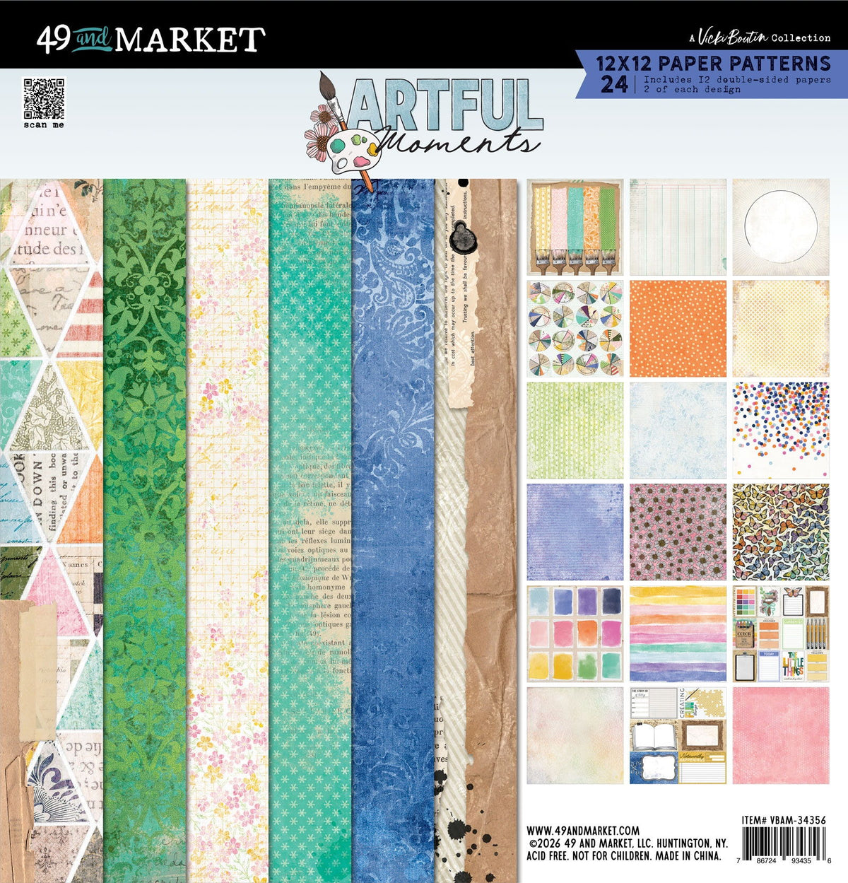 49 and Market Paper Pad 12"X12"-Artful Moments
