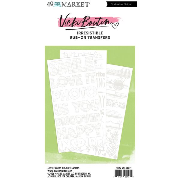 49 and Market Rub-On Transfer Set-Words, Irresistible