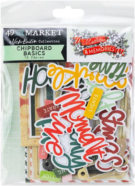 49 and Market Chipboard Set-Basics, Mistletoe and Memories