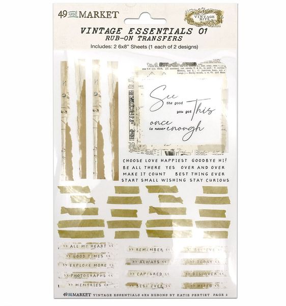 49 and Market Vintage Essentials 01 Rub-On Transfers
