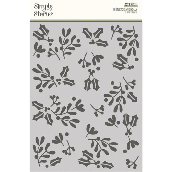 Simple Stories The Holiday Life 6x8 Stencil Mistletoe and Holly