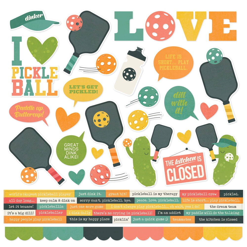 Simple Stories Pickleball Cardstock Stickers