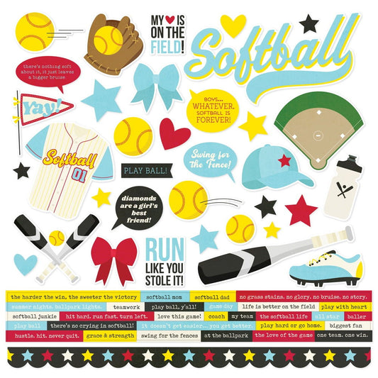 Simple Stories Softball  Cardstock Stickers