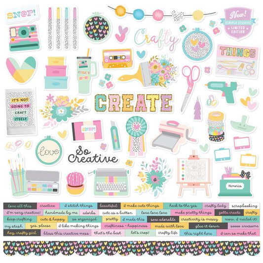 Simple Stories Crafty Things  Cardstock Stickers