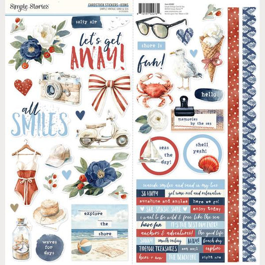 Simple Stories Simple Vintage Sand & Sea Cardstock Stickers Icons