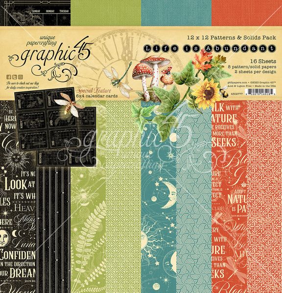 Graphic 45 Life is  Abundant  12x12 Patterns & Solids Collection Pack