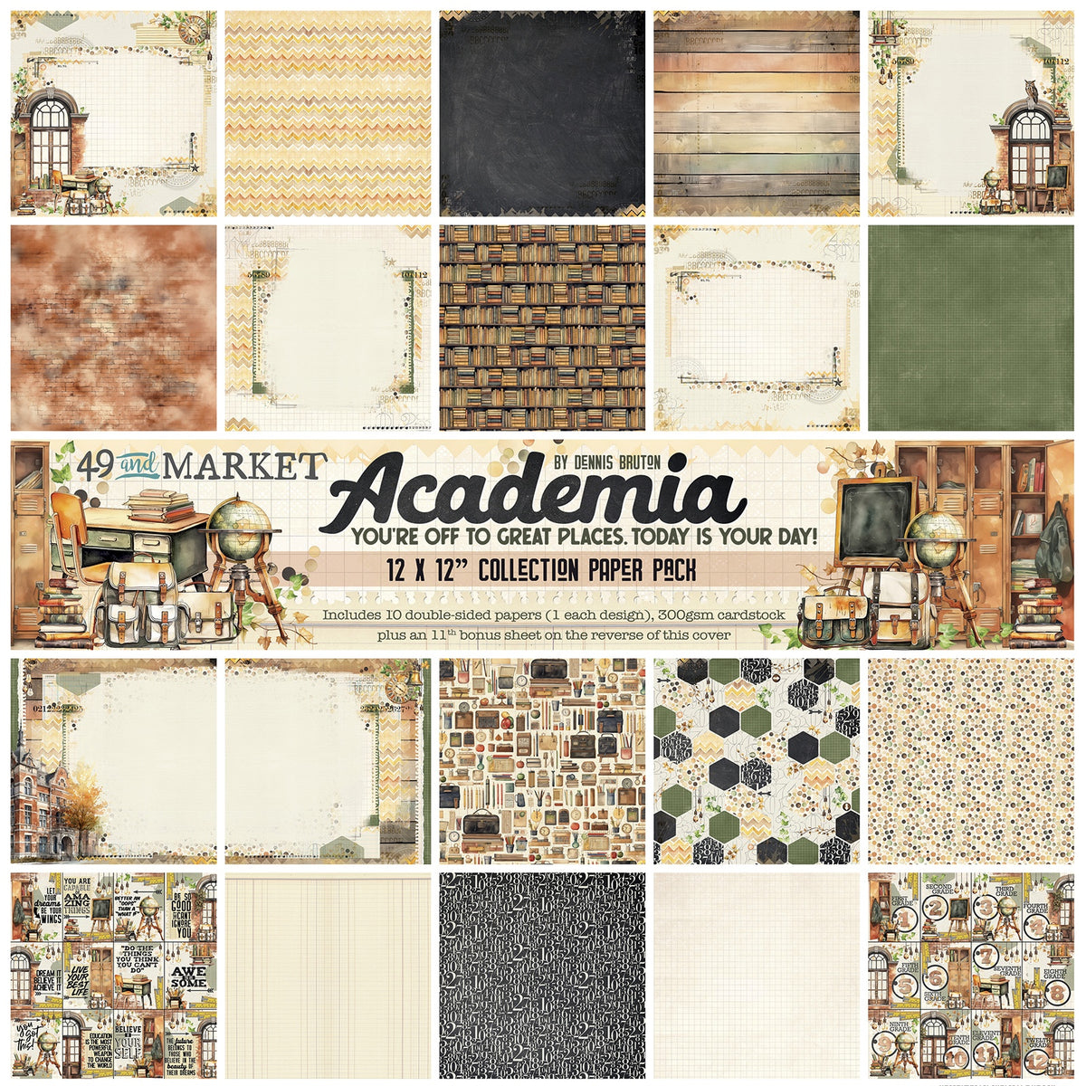 49 and Market Collection Pack 12"X12"-Academia