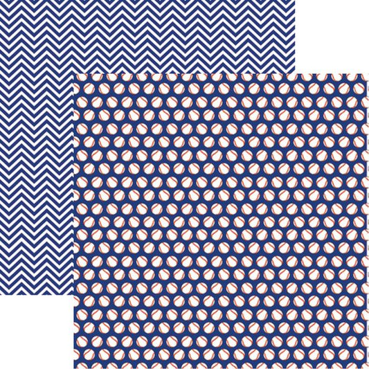 Reminisce Baseball: Baseball Blue Paper DS Paper (1 Sheet)