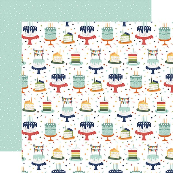 Echo Park A Birthday Wish Boy:  Birthday Boy Cake DS Paper (1 Sheet)
