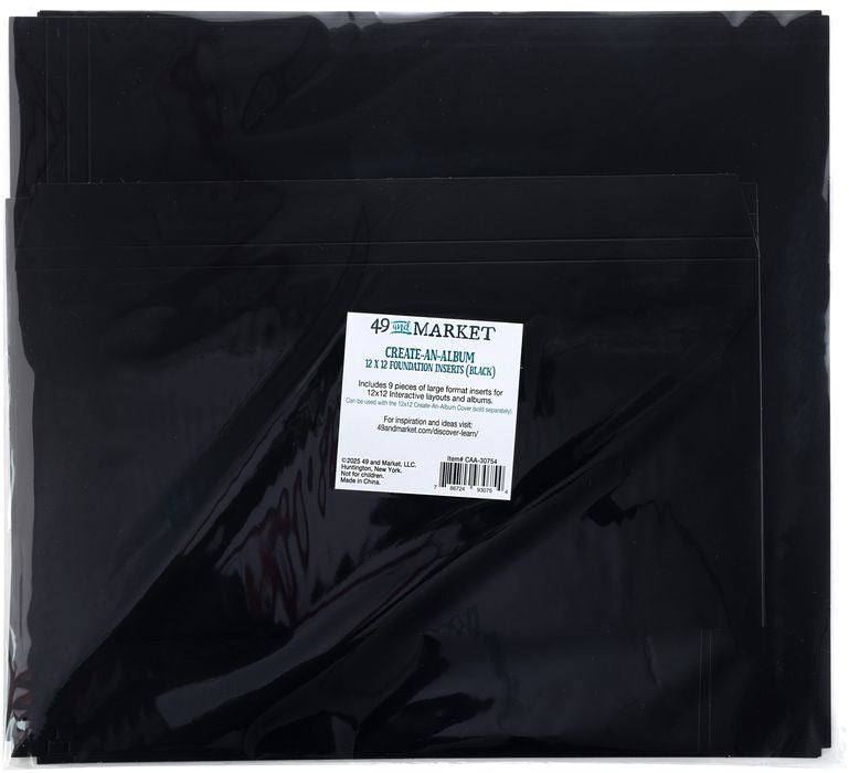 49 And Market Create-An-Album Foundation Inserts 12"X12"-Black