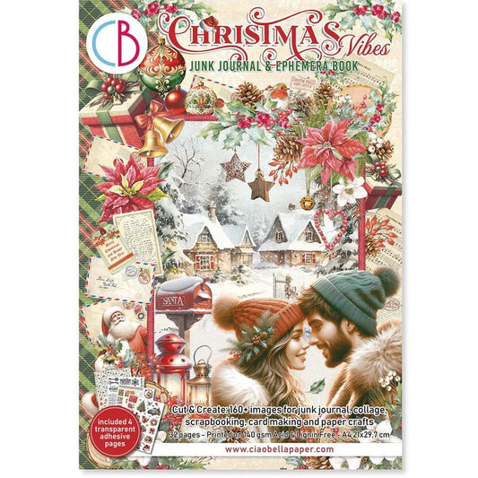 Ciao Bella Christmas Vibes Junk Journal & Ephemera Book A4 32/pkg