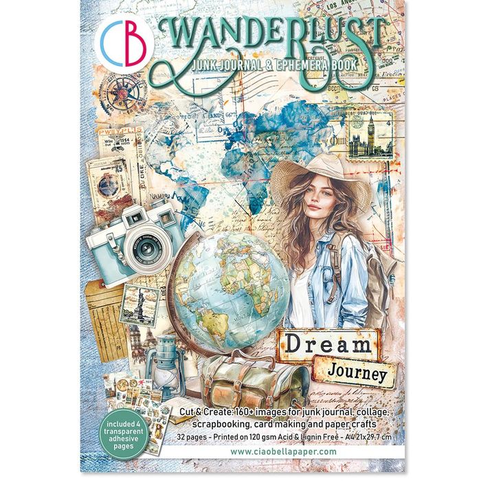 Ciao Bella Wanderlust - Junk Journal & Ephemera Book  A4 32/Pkg
