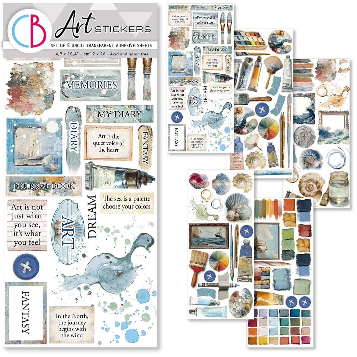 Ciao Bella An Artist Journey Transparent Adhesive Sheets 5/Pkg