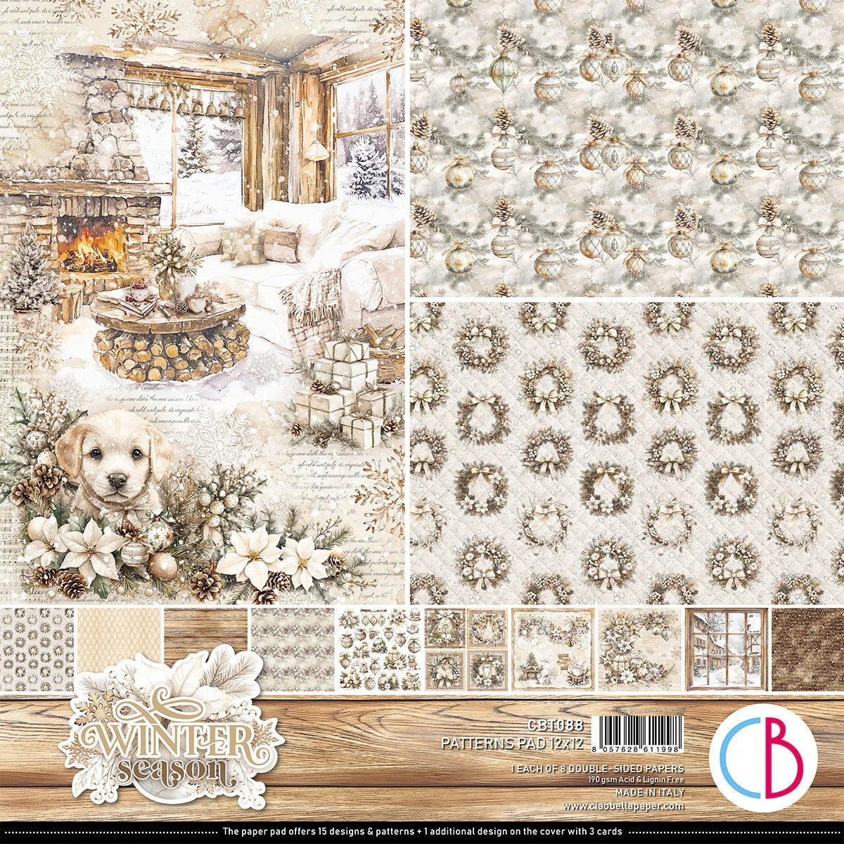 Ciao Bella Winter Season Patterns Pad 12"x12" 8/Pkg