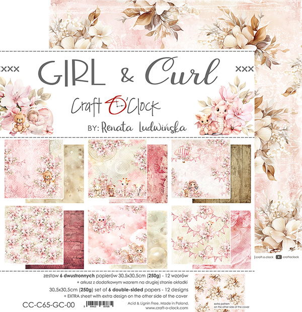 Craft-o-Clock  Girl & Curl 12x12 Papers Set