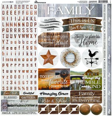 Reminisce Country Life:  12x12 Elements Stickers