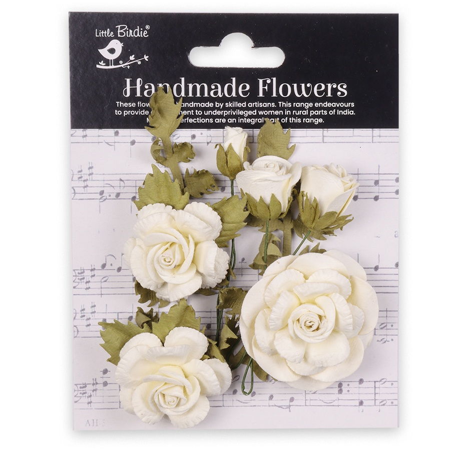 Little Birdie Vida Paper Flowers 8/Pkg-Ivory Pearl