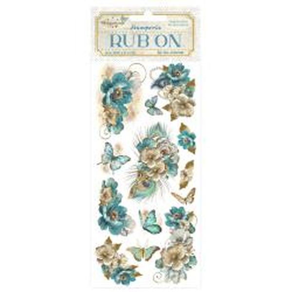 StamperiaÂ Masquerade Blue FlowersÂ 4"x8.5" Rub-OnÂ 