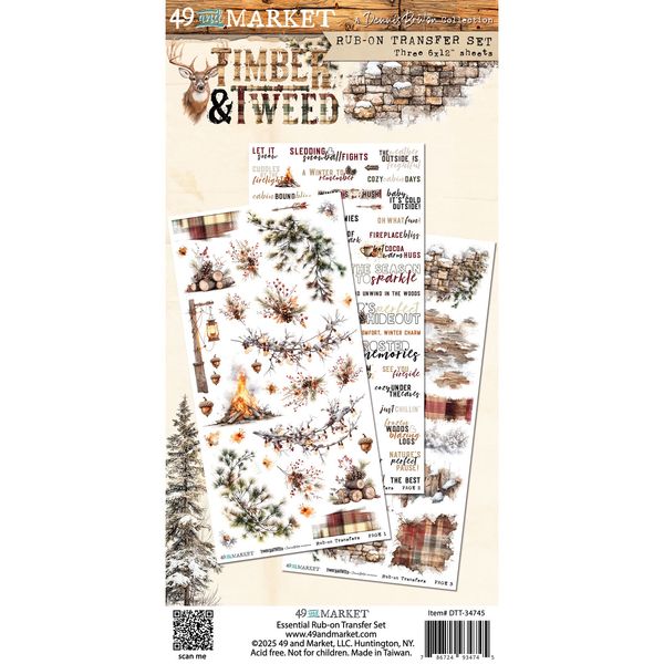 49 and Market Timber & Tweed Blendable 6"x12" Rub-On Transfer Set