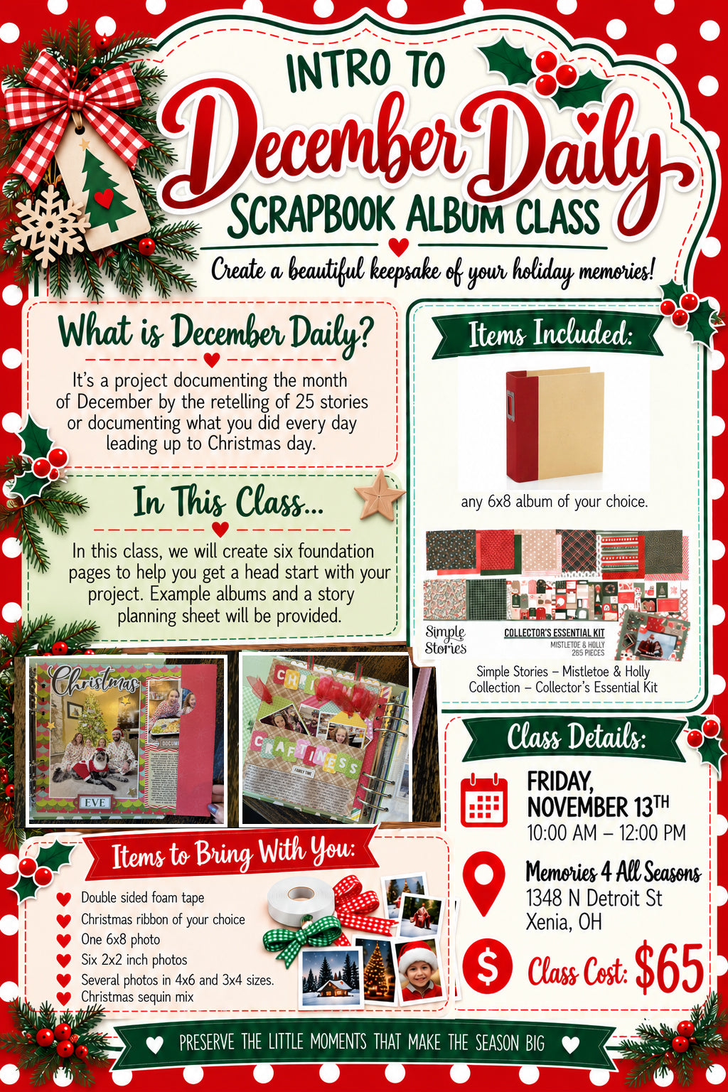 Intro to December Daily Scrapbook Album Class