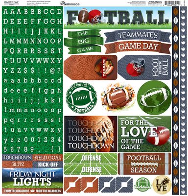 Reminisce Game Day Football 12x12 Alpha Stickers