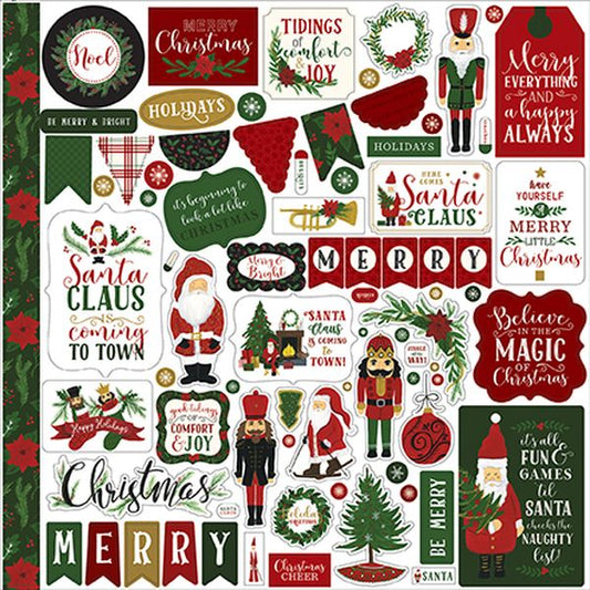 Echo Park Here Comes Santa Claus Element Stickers