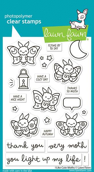 Lawn Fawn I Like Cute Moths Clear Stamp Set