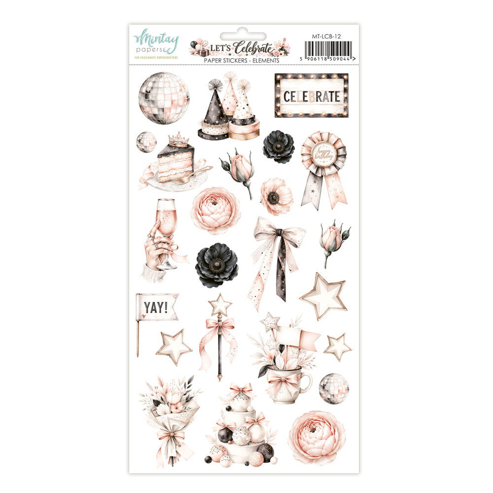 Mintay Let's Celebrate 6 x 12 Paper Stickers - Elements