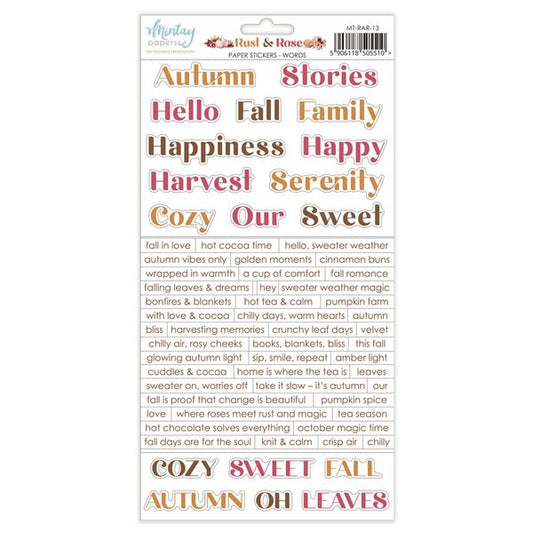 Mintay 6 x 12 Paper Stickers - Rust & Rose - Words