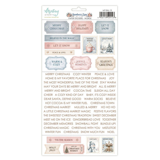 Mintay Snowberry Lane 6 x 12 Paper Stickers - Words