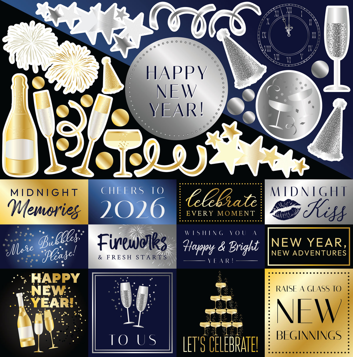 Reminisce New Year Celebration 12x12 Sticker