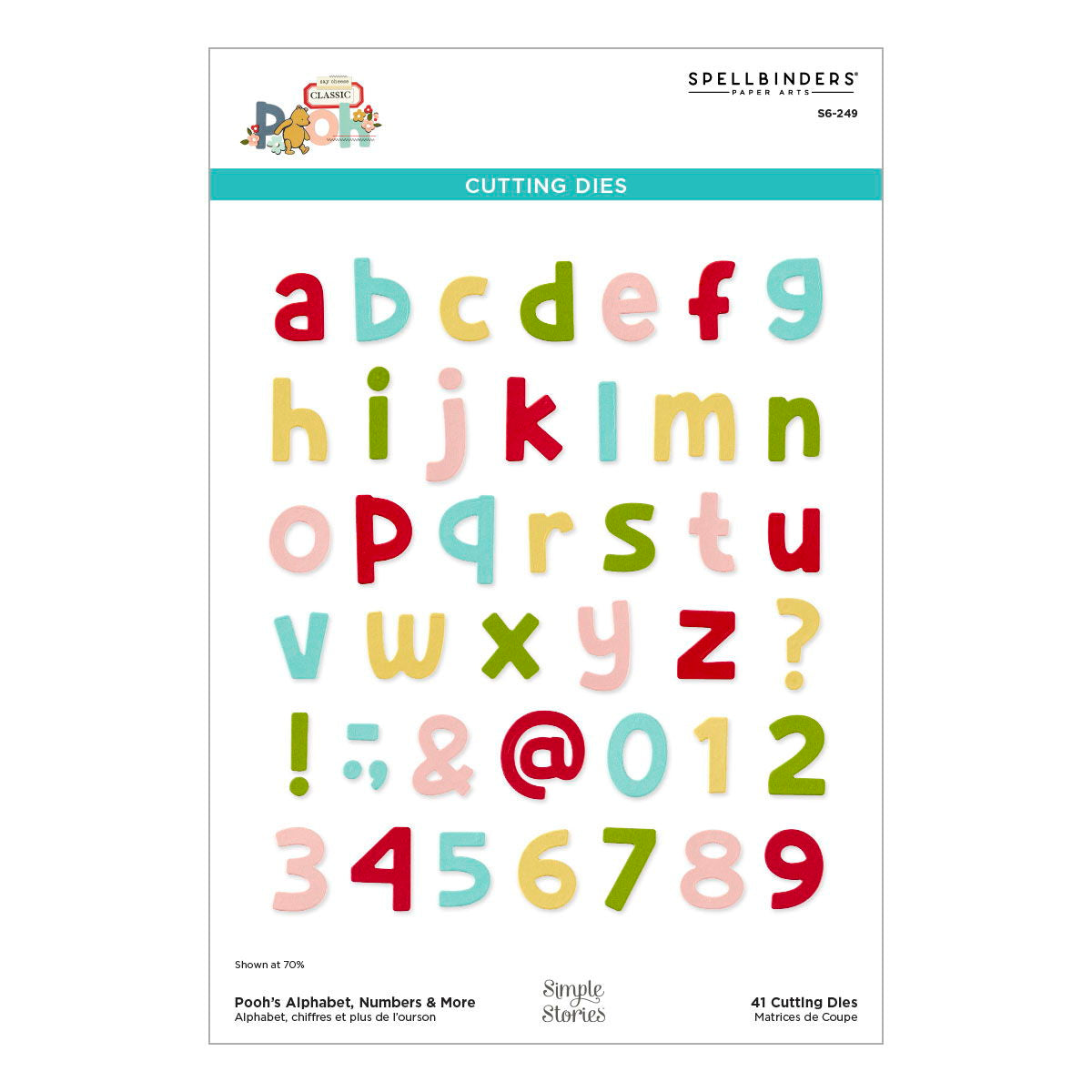 Spellbinders Pooh's Alphabet, Numbers & More Etched Dies from the Say Cheese Classic Pooh Collection in Collaboration with Simple Stories