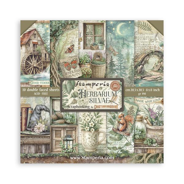 Stamperia Herbarium Silvae 8x8 Double-sided Paper Pad, 10 sheets