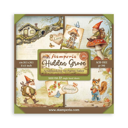 Stamperia Hidden Grove 8"X8" Single-Sided Scrapbooking Pad, 22 sheets